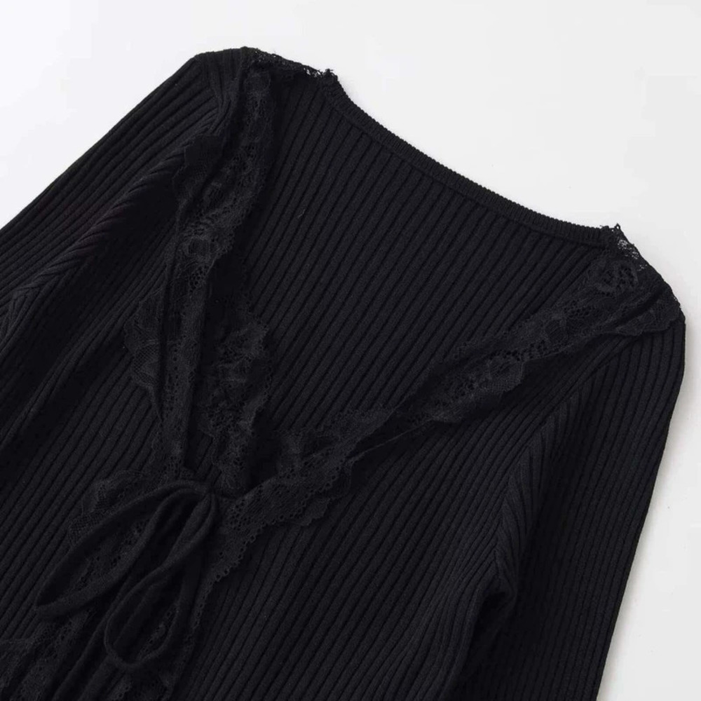 ZARA Fashionable Versatile Long Sleeve Ribbed Knit Sweater with Contrast Collar